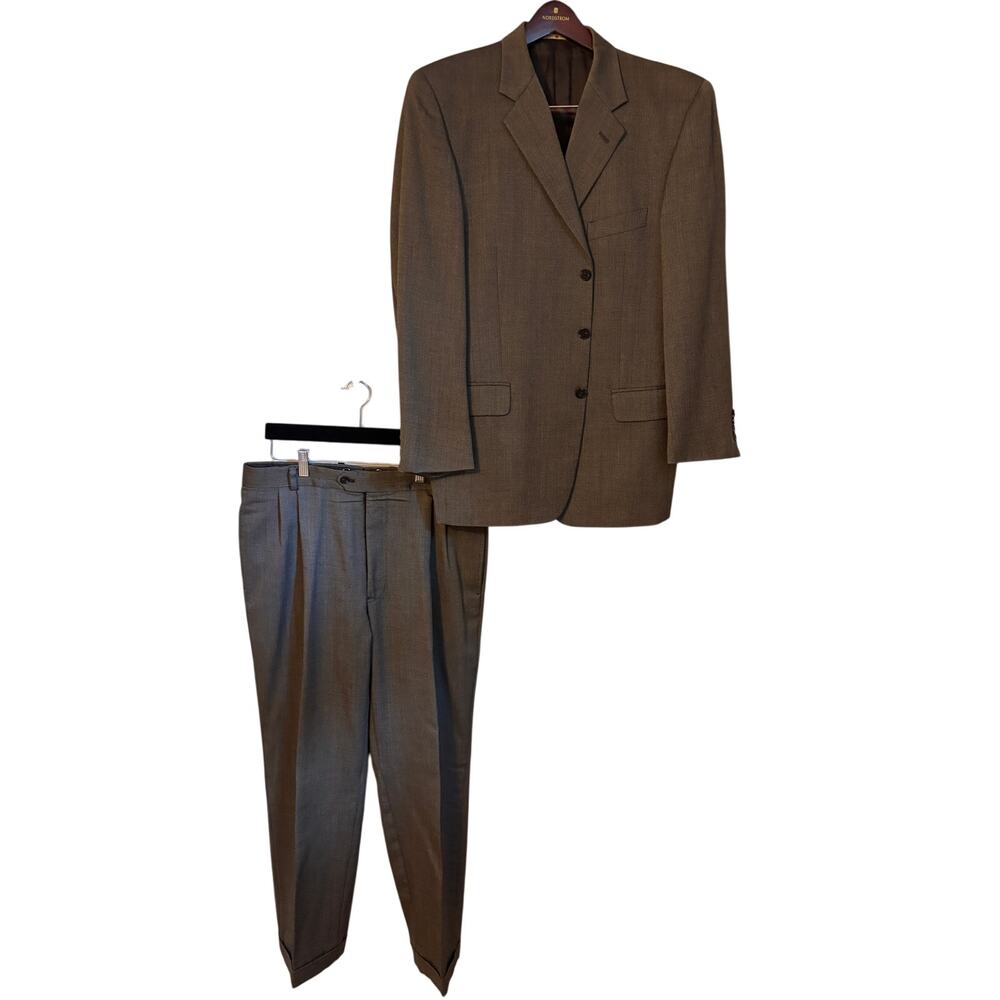 Vintage Joseph Abboud Nordstrom Mens Brown 3 Button 2 Pc Suit